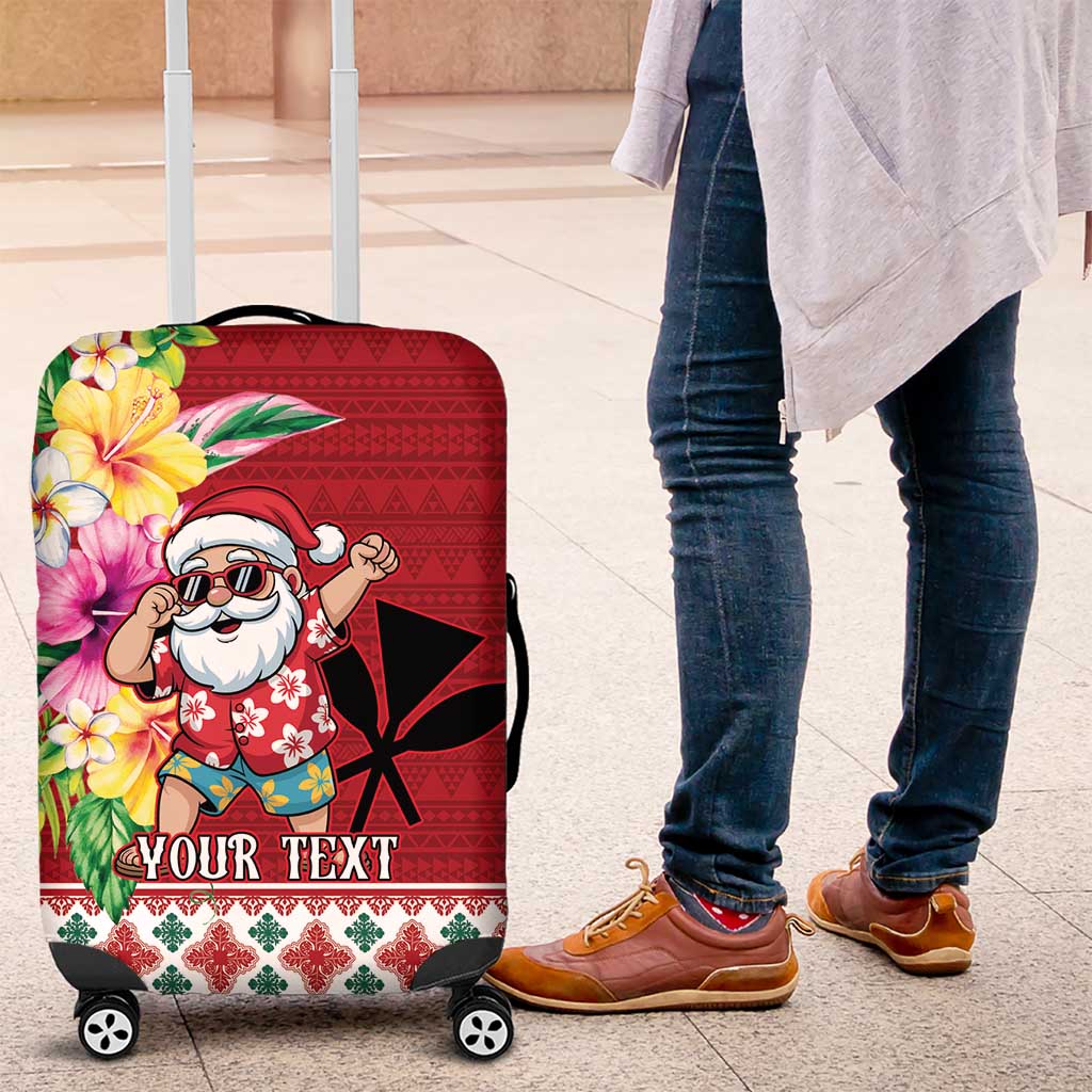 Santa Surf Mele Kalikimaka Personalized Luggage Cover Aloha Tropical Christmas Vibes LT9 Red - Polynesian Pride