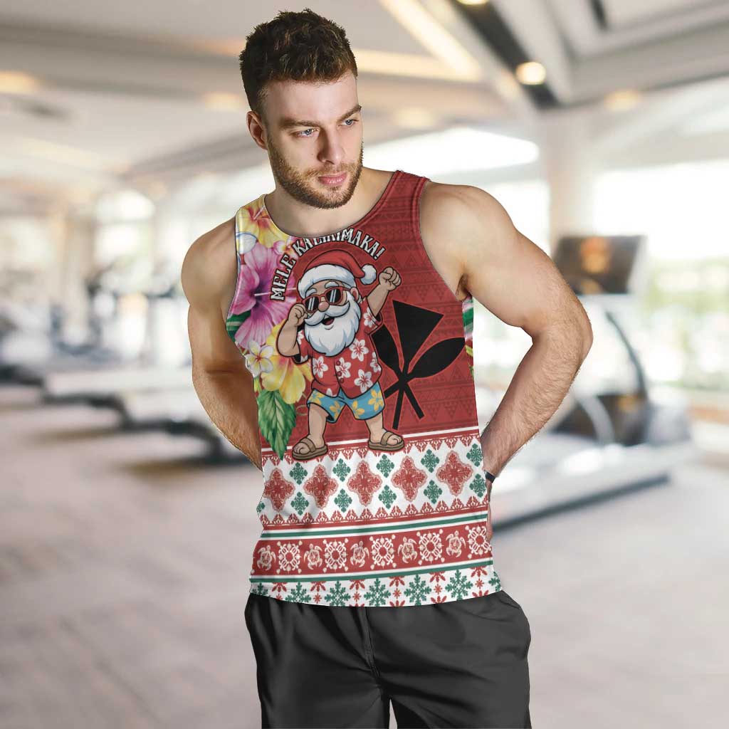 Santa Surf Mele Kalikimaka Personalized Men Tank Top Aloha Tropical Christmas Vibes LT9 Red - Polynesian Pride