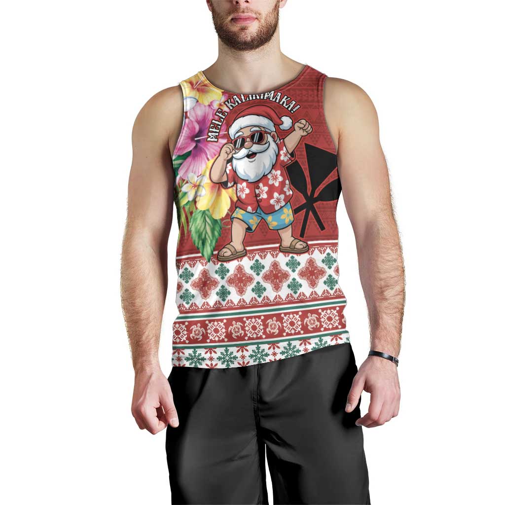 Santa Surf Mele Kalikimaka Personalized Men Tank Top Aloha Tropical Christmas Vibes LT9 - Polynesian Pride