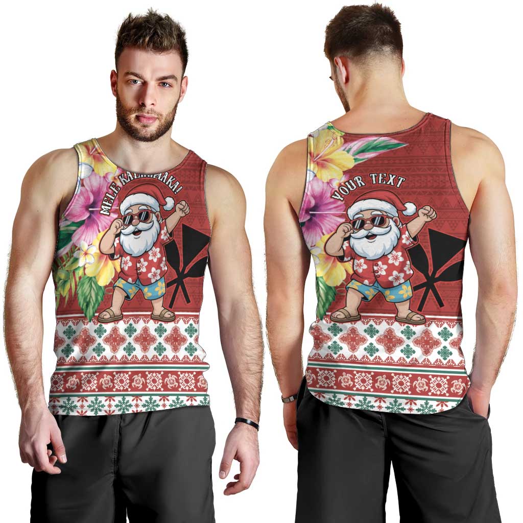 Santa Surf Mele Kalikimaka Personalized Men Tank Top Aloha Tropical Christmas Vibes LT9 - Polynesian Pride