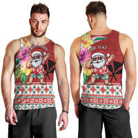 Santa Surf Mele Kalikimaka Personalized Men Tank Top Aloha Tropical Christmas Vibes LT9 - Polynesian Pride
