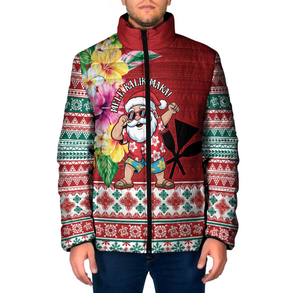 Santa Surf Mele Kalikimaka Personalized Padded Jacket Aloha Tropical Christmas Vibes LT9 Men Red - Polynesian Pride