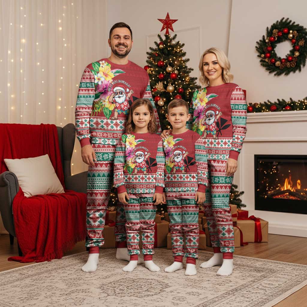Santa Surf Mele Kalikimaka Personalized Christmas Pajama Set Aloha Tropical Christmas Vibes LT9 - Polynesian Pride
