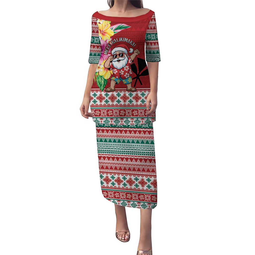 Santa Surf Mele Kalikimaka Personalized Puletasi Aloha Tropical Christmas Vibes LT9 Long Dress Red - Polynesian Pride