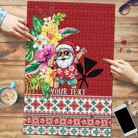 Santa Surf Mele Kalikimaka Personalized Puzzle Aloha Tropical Christmas Vibes LT9 Red - Polynesian Pride