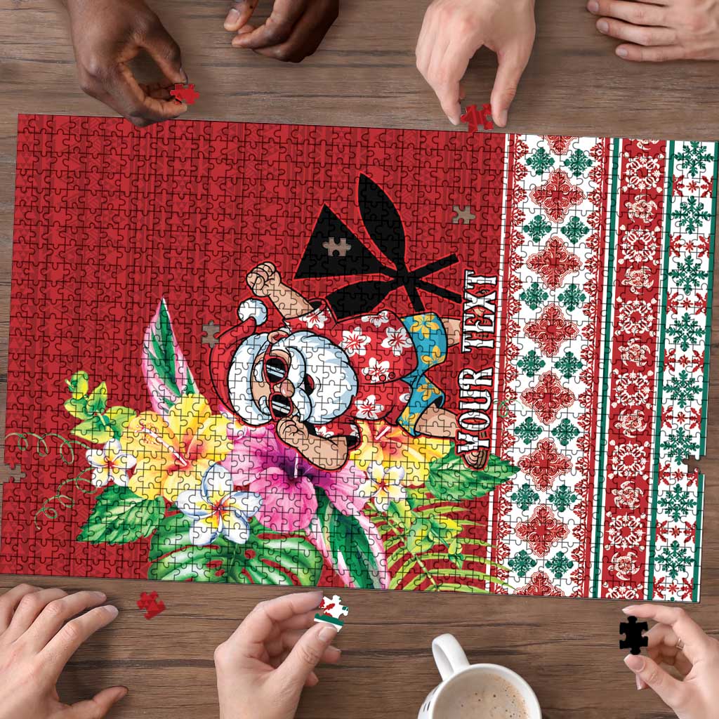 Santa Surf Mele Kalikimaka Personalized Puzzle Aloha Tropical Christmas Vibes LT9 - Polynesian Pride