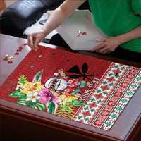 Santa Surf Mele Kalikimaka Personalized Puzzle Aloha Tropical Christmas Vibes LT9 - Polynesian Pride