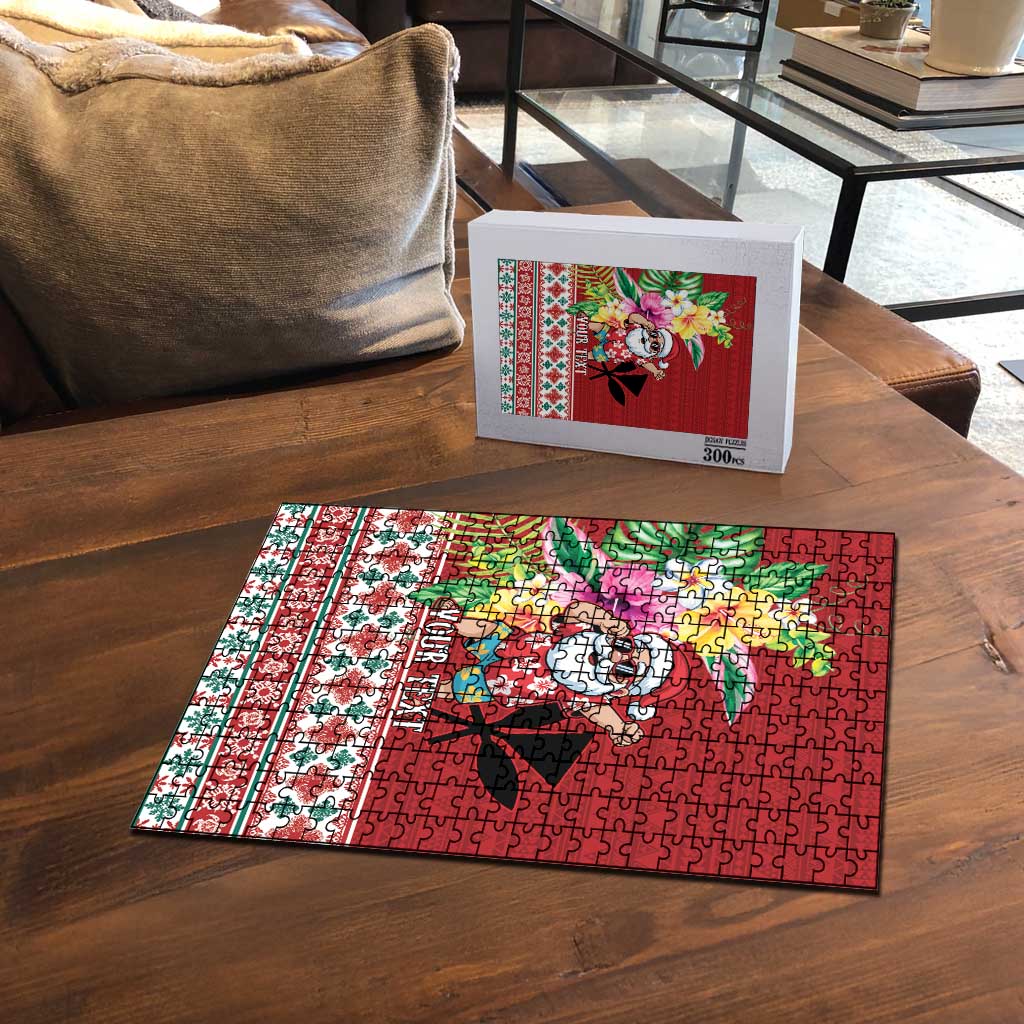 Santa Surf Mele Kalikimaka Personalized Puzzle Aloha Tropical Christmas Vibes LT9 - Polynesian Pride