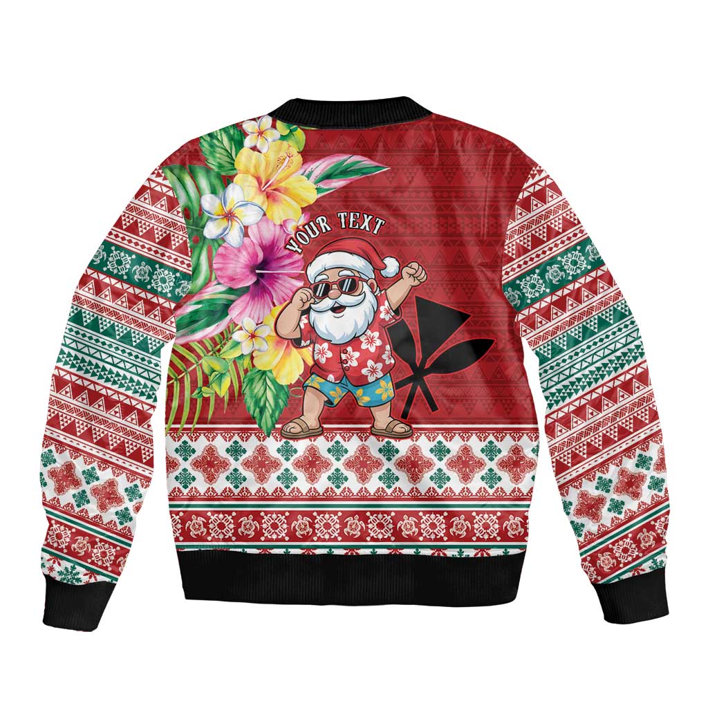 Santa Surf Mele Kalikimaka Personalized Sleeve Zip Bomber Jacket Aloha Tropical Christmas Vibes LT9 - Polynesian Pride