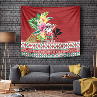 Santa Surf Mele Kalikimaka Personalized Tapestry Aloha Tropical Christmas Vibes LT9 Red - Polynesian Pride