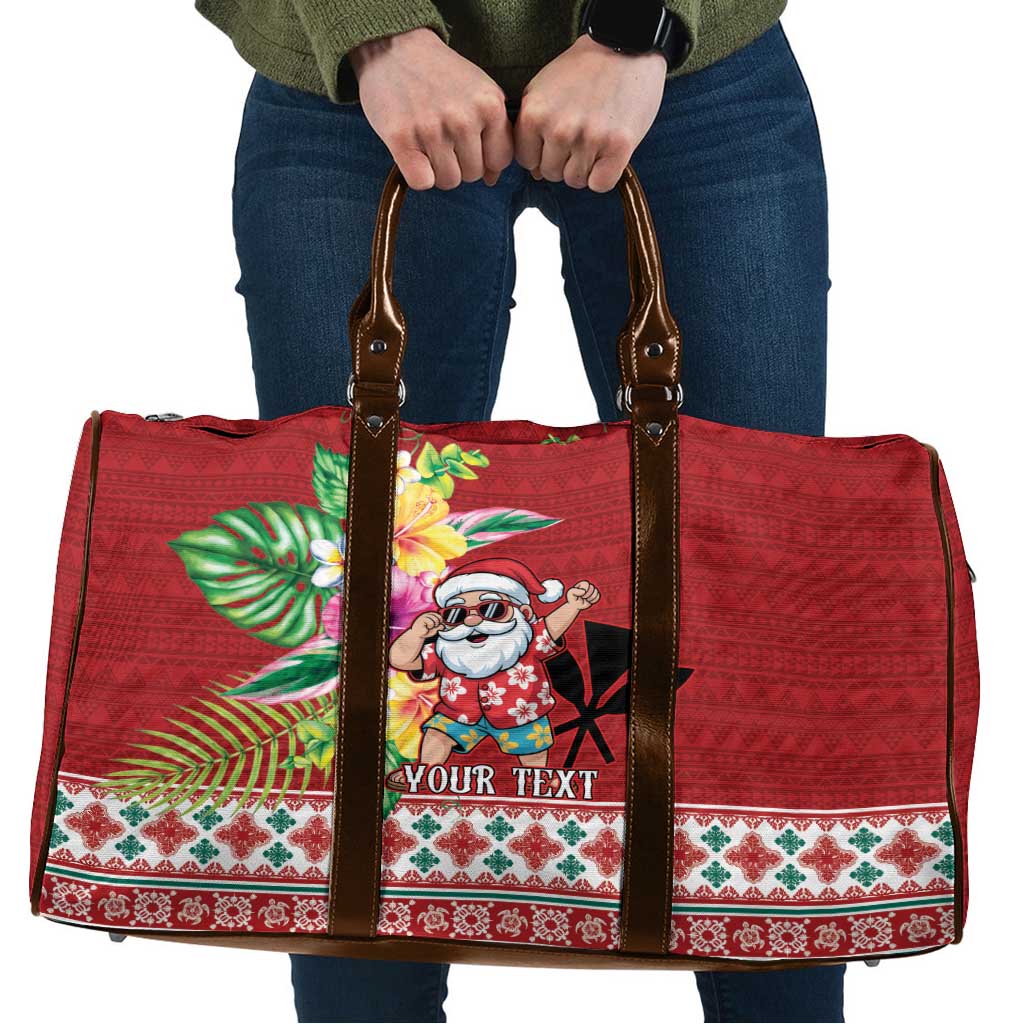 Santa Surf Mele Kalikimaka Personalized Travel Bag Aloha Tropical Christmas Vibes LT9 Red - Polynesian Pride