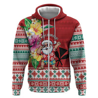 Santa Surf Mele Kalikimaka Personalized Zip Hoodie Aloha Tropical Christmas Vibes LT9 Zip Hoodie Red - Polynesian Pride