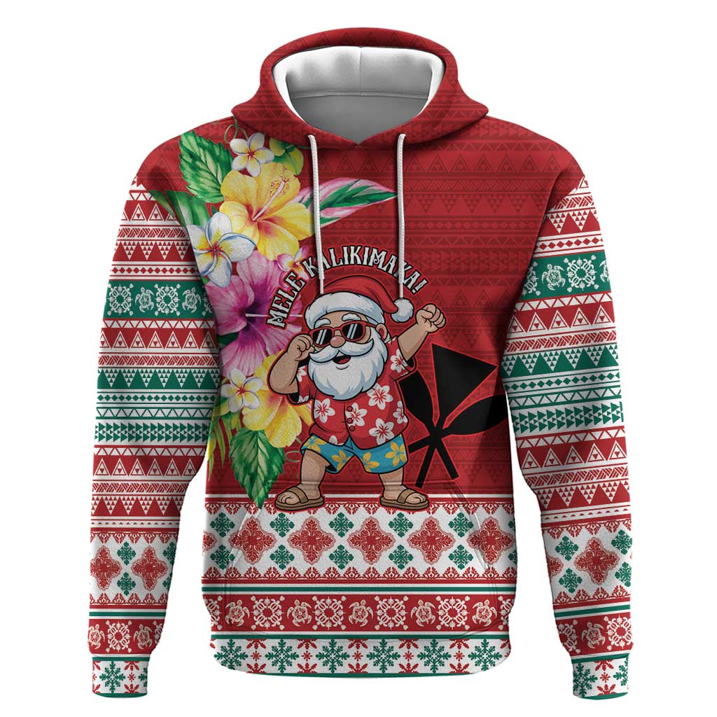 Santa Surf Mele Kalikimaka Personalized Zip Hoodie Aloha Tropical Christmas Vibes LT9 Pullover Hoodie Red - Polynesian Pride