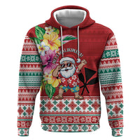 Santa Surf Mele Kalikimaka Personalized Zip Hoodie Aloha Tropical Christmas Vibes LT9 Pullover Hoodie Red - Polynesian Pride