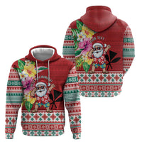 Santa Surf Mele Kalikimaka Personalized Zip Hoodie Aloha Tropical Christmas Vibes LT9 - Polynesian Pride