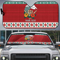 Shaka Sign Skull Mele Kalikimaka Personalized Auto Sun Shade Hawaiian Quilt Pattern LT9 Red - Polynesian Pride