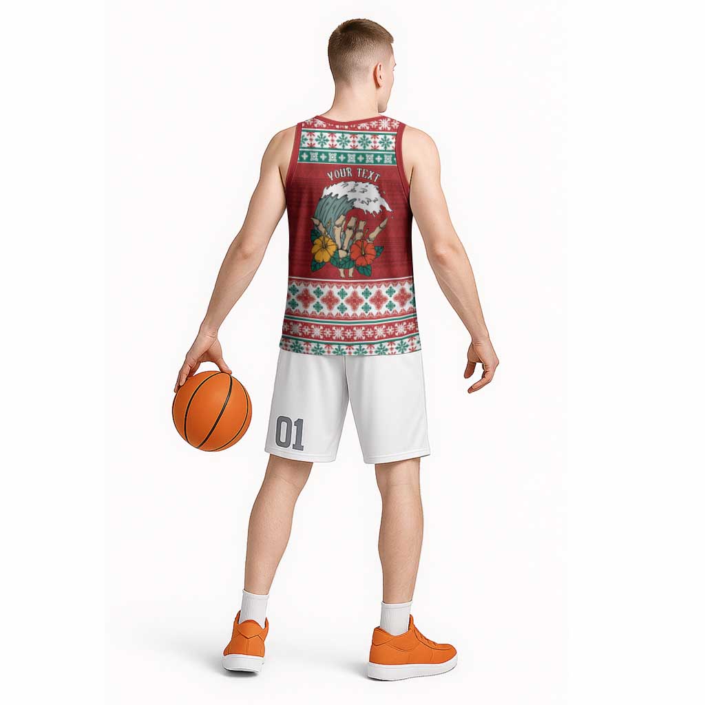 Shaka Sign Skull Mele Kalikimaka Personalized Basketball Jersey Hawaiian Quilt Pattern LT9 - Polynesian Pride