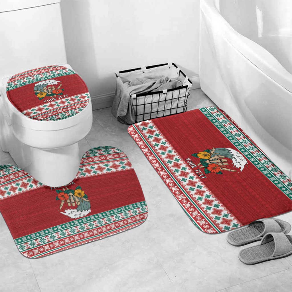Shaka Sign Skull Mele Kalikimaka Personalized Bathroom Set Hawaiian Quilt Pattern LT9 Mat Set Only (3 pcs) One Size Red - Polynesian Pride