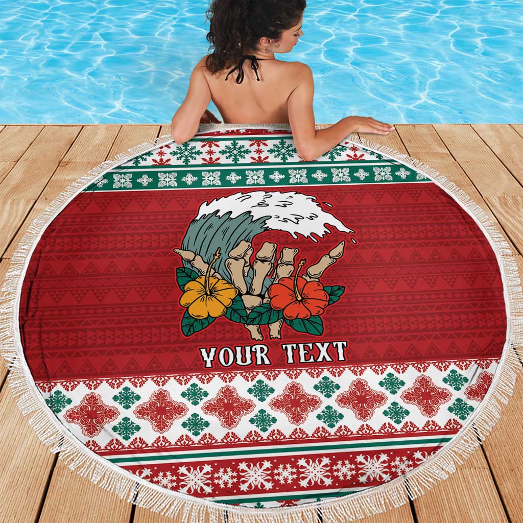 Shaka Sign Skull Mele Kalikimaka Personalized Beach Blanket Hawaiian Quilt Pattern LT9 - Polynesian Pride