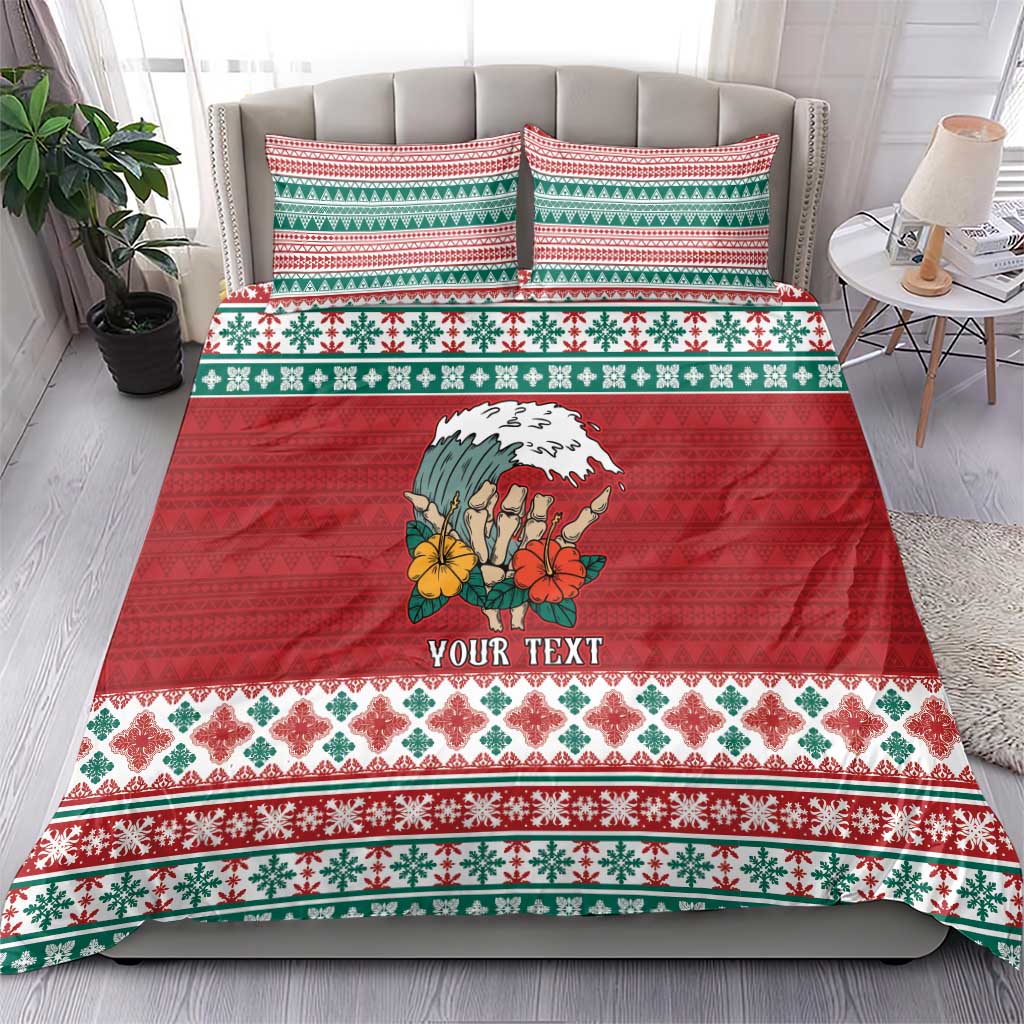 Shaka Sign Skull Mele Kalikimaka Personalized Bedding Set Hawaiian Quilt Pattern LT9 - Polynesian Pride