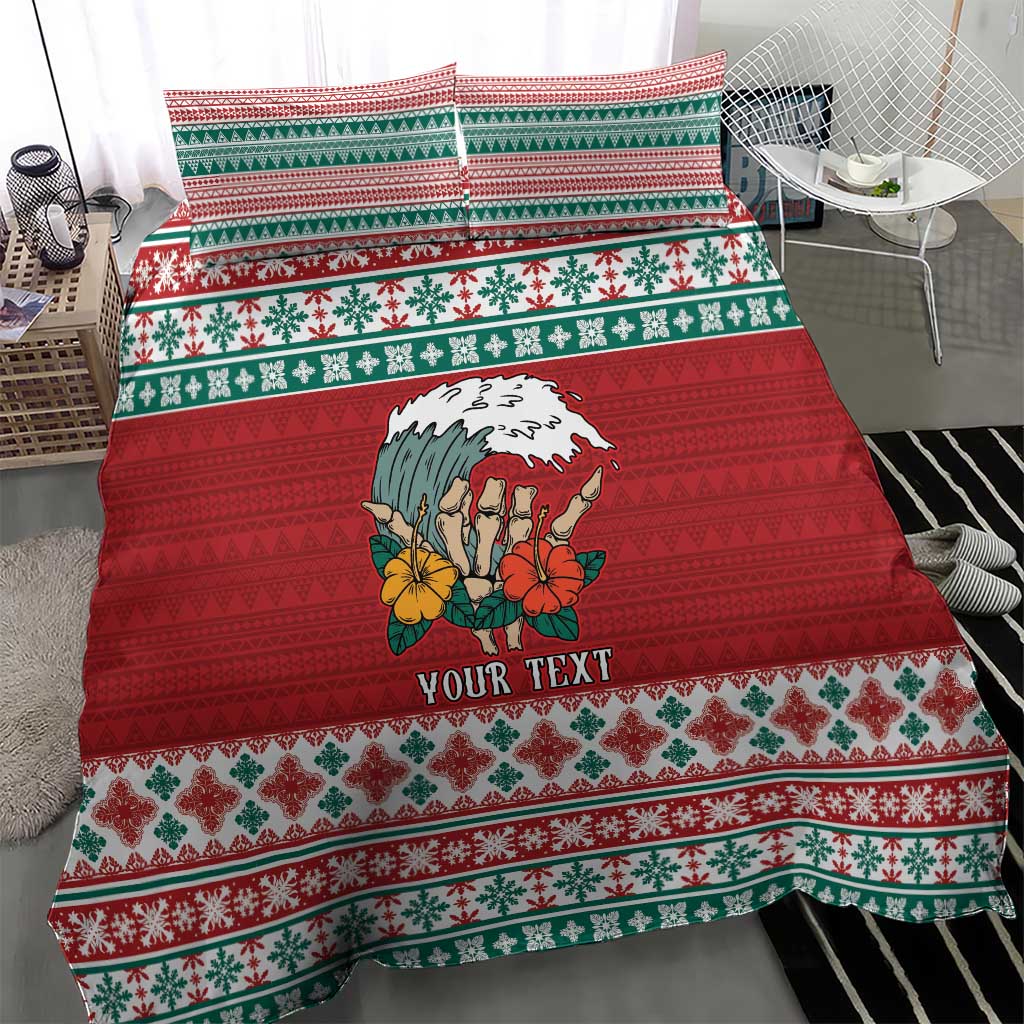Shaka Sign Skull Mele Kalikimaka Personalized Bedding Set Hawaiian Quilt Pattern LT9 - Polynesian Pride