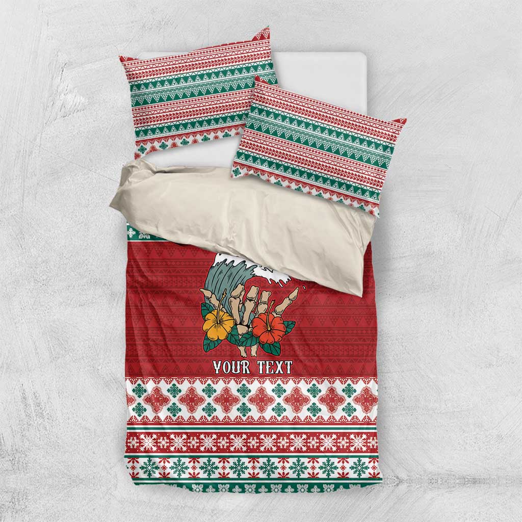 Shaka Sign Skull Mele Kalikimaka Personalized Bedding Set Hawaiian Quilt Pattern LT9 US Twin 172cm x 218cm Red - Polynesian Pride
