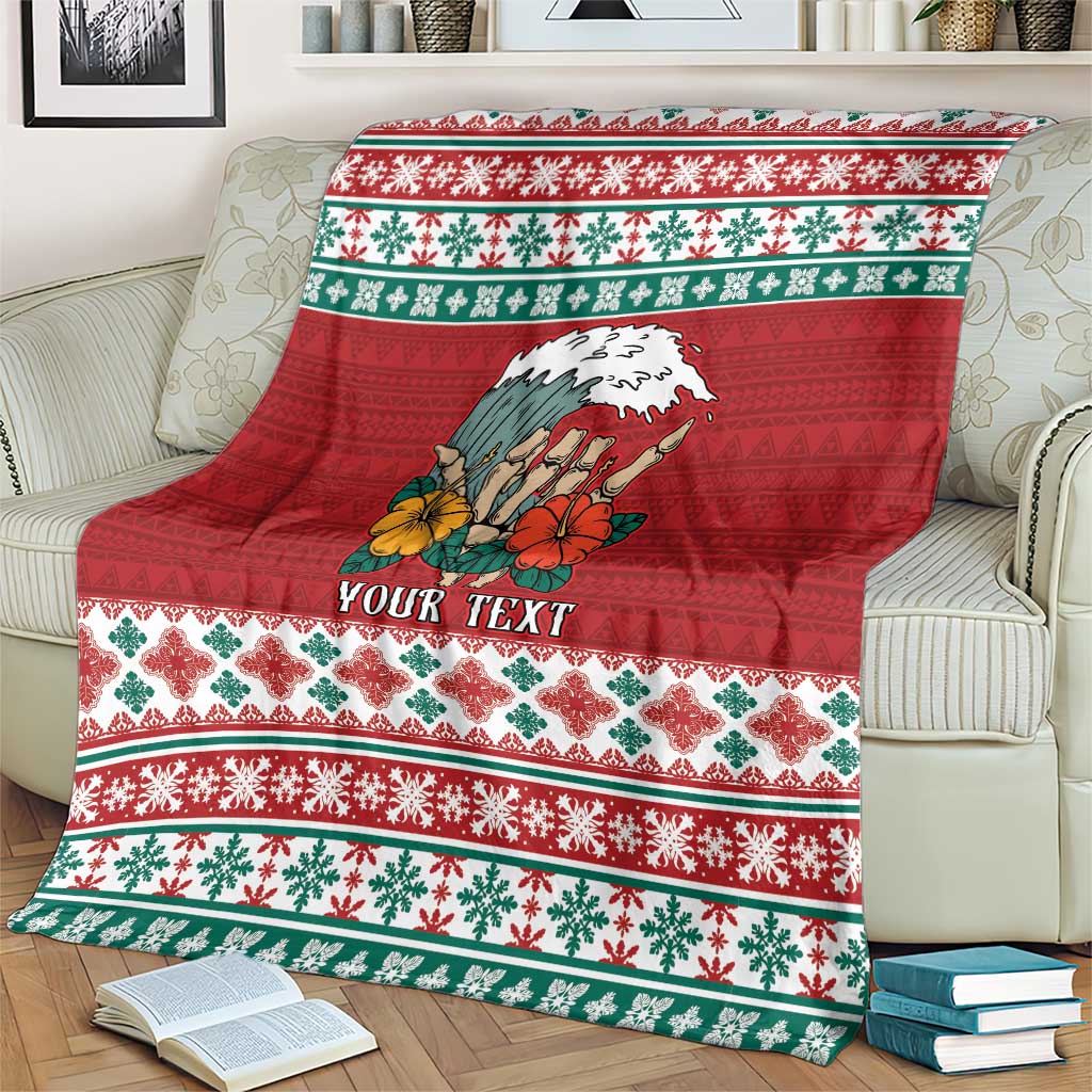 Shaka Sign Skull Mele Kalikimaka Personalized Blanket Hawaiian Quilt Pattern LT9 - Polynesian Pride
