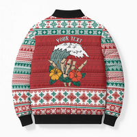 Shaka Sign Skull Mele Kalikimaka Personalized Bomber Puffer Jacket Hawaiian Quilt Pattern LT9 - Polynesian Pride