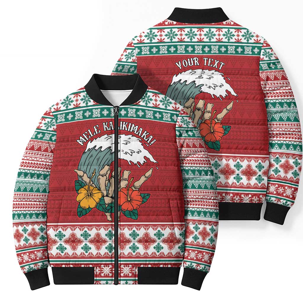 Shaka Sign Skull Mele Kalikimaka Personalized Bomber Puffer Jacket Hawaiian Quilt Pattern LT9 - Polynesian Pride