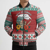 Shaka Sign Skull Mele Kalikimaka Personalized Bomber Puffer Jacket Hawaiian Quilt Pattern LT9 - Polynesian Pride