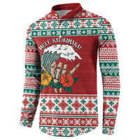Shaka Sign Skull Mele Kalikimaka Personalized Button Sweatshirt Hawaiian Quilt Pattern LT9 - Polynesian Pride