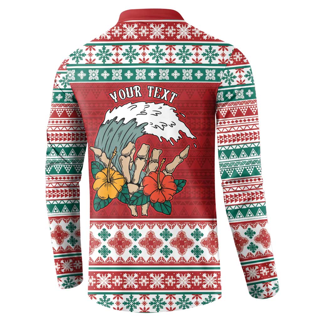 Shaka Sign Skull Mele Kalikimaka Personalized Button Sweatshirt Hawaiian Quilt Pattern LT9 - Polynesian Pride