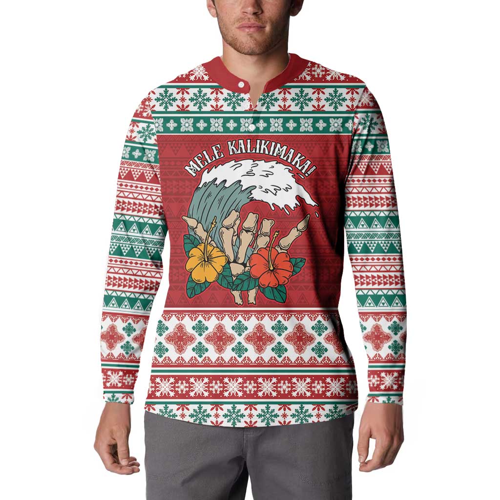 Shaka Sign Skull Mele Kalikimaka Personalized Button Sweatshirt Hawaiian Quilt Pattern LT9 - Polynesian Pride