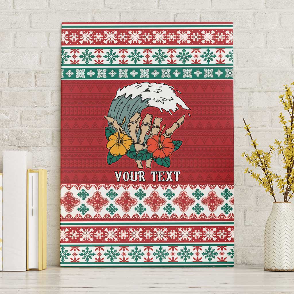 Shaka Sign Skull Mele Kalikimaka Personalized Canvas Wall Art Hawaiian Quilt Pattern LT9 Without Frame Red - Polynesian Pride