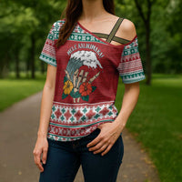 Shaka Sign Skull Mele Kalikimaka Personalized Cross Shoulder Shirt Hawaiian Quilt Pattern LT9 - Polynesian Pride