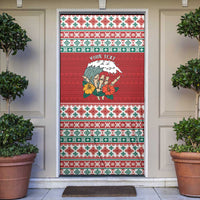 Shaka Sign Skull Mele Kalikimaka Personalized Door Cover Hawaiian Quilt Pattern LT9 Red - Polynesian Pride