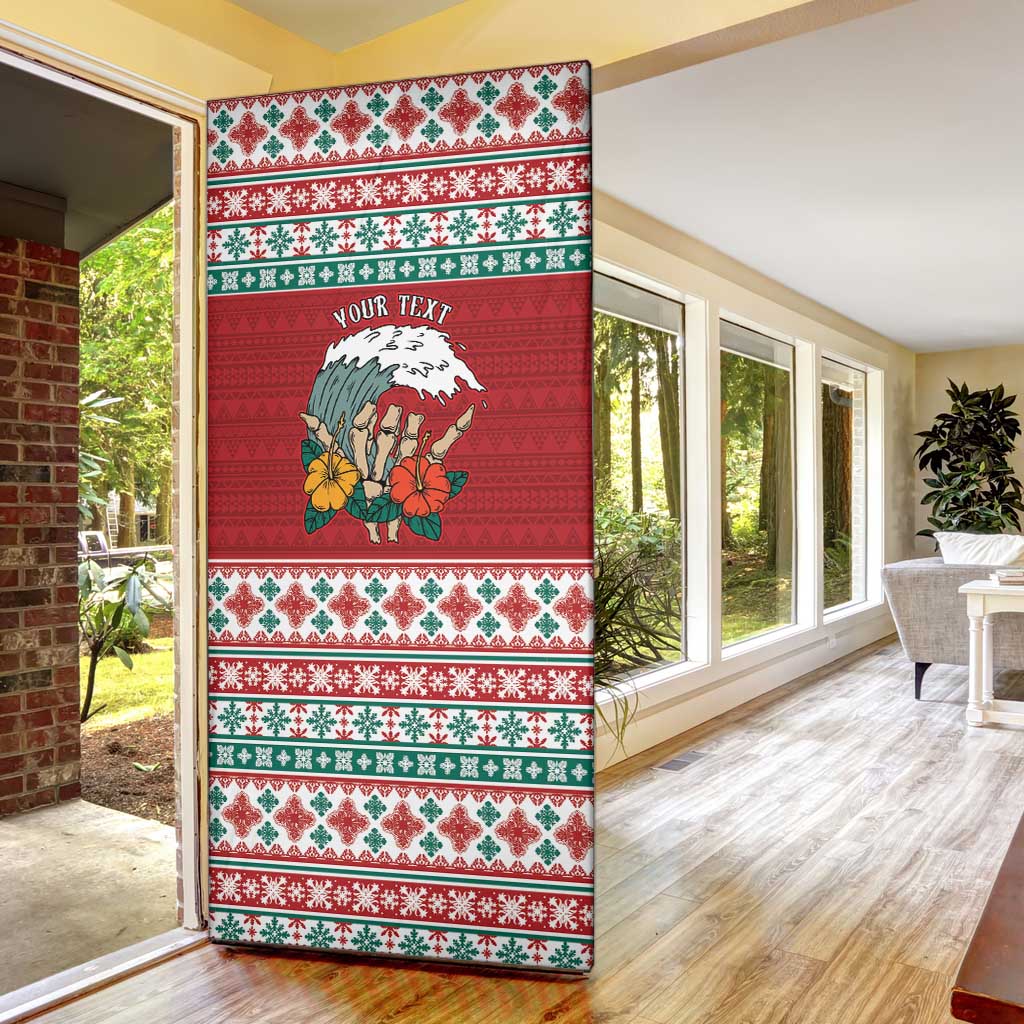 Shaka Sign Skull Mele Kalikimaka Personalized Door Cover Hawaiian Quilt Pattern LT9 - Polynesian Pride
