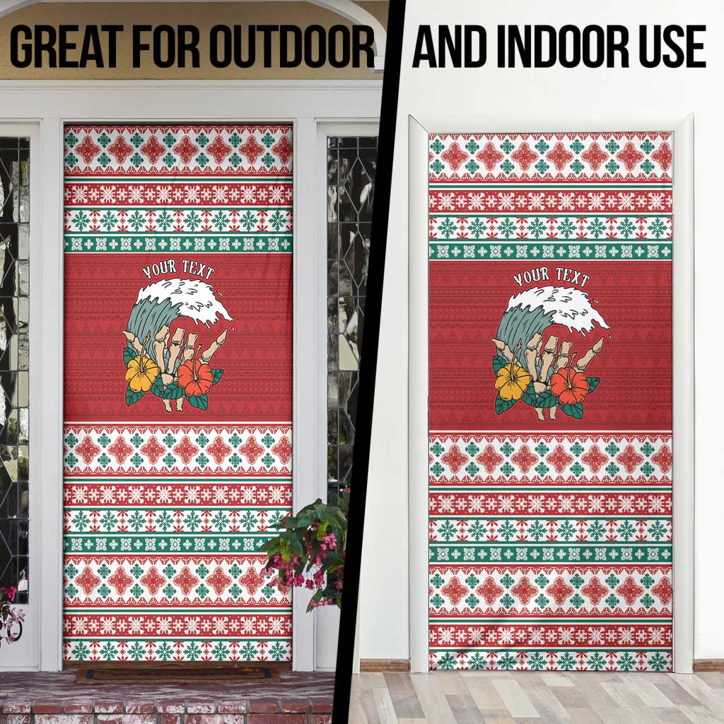 Shaka Sign Skull Mele Kalikimaka Personalized Door Cover Hawaiian Quilt Pattern LT9 - Polynesian Pride