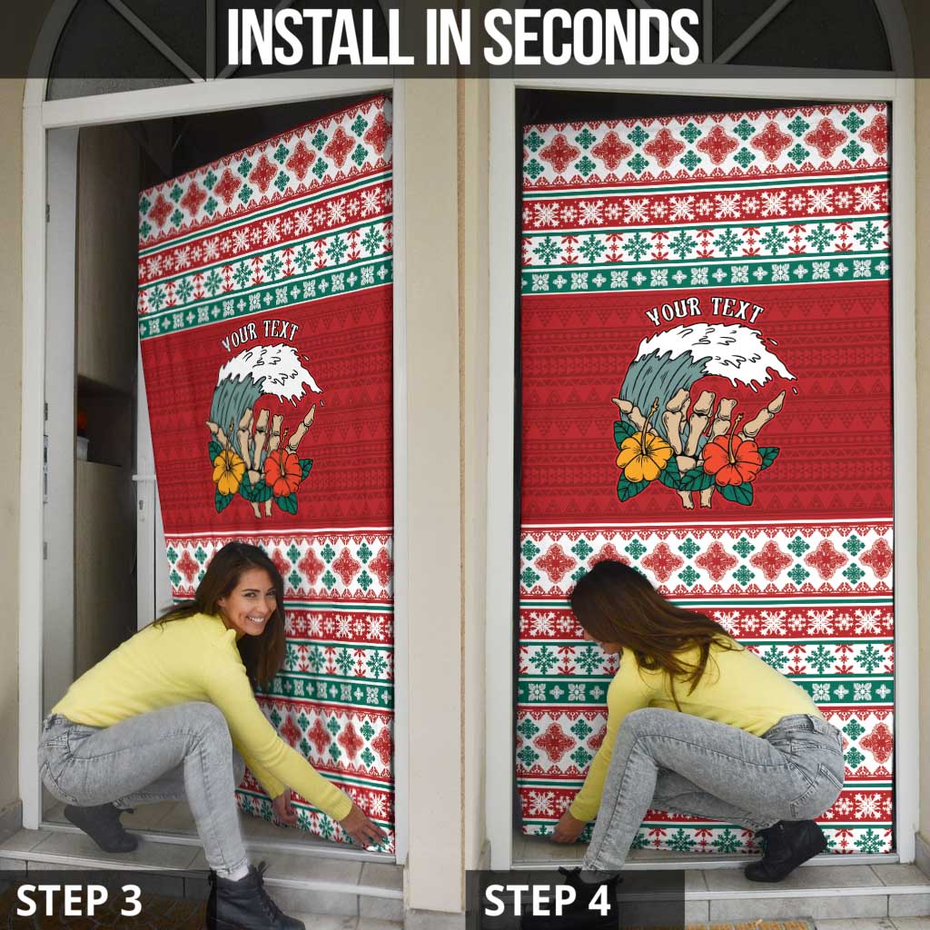 Shaka Sign Skull Mele Kalikimaka Personalized Door Cover Hawaiian Quilt Pattern LT9 - Polynesian Pride