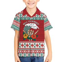 Shaka Sign Skull Mele Kalikimaka Personalized Kid Hawaiian Shirt Hawaiian Quilt Pattern LT9 Kid Red - Polynesian Pride