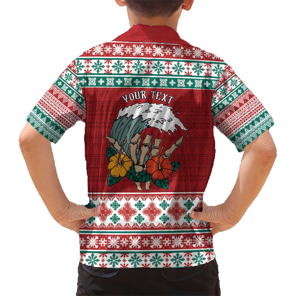 Shaka Sign Skull Mele Kalikimaka Personalized Kid Hawaiian Shirt Hawaiian Quilt Pattern LT9 - Polynesian Pride