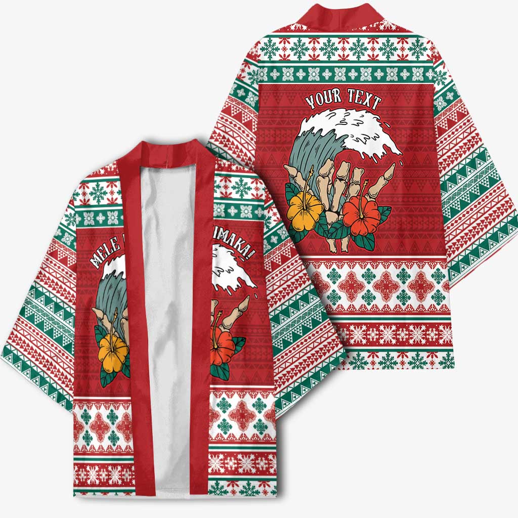 Shaka Sign Skull Mele Kalikimaka Personalized Kimono Hawaiian Quilt Pattern LT9 - Polynesian Pride