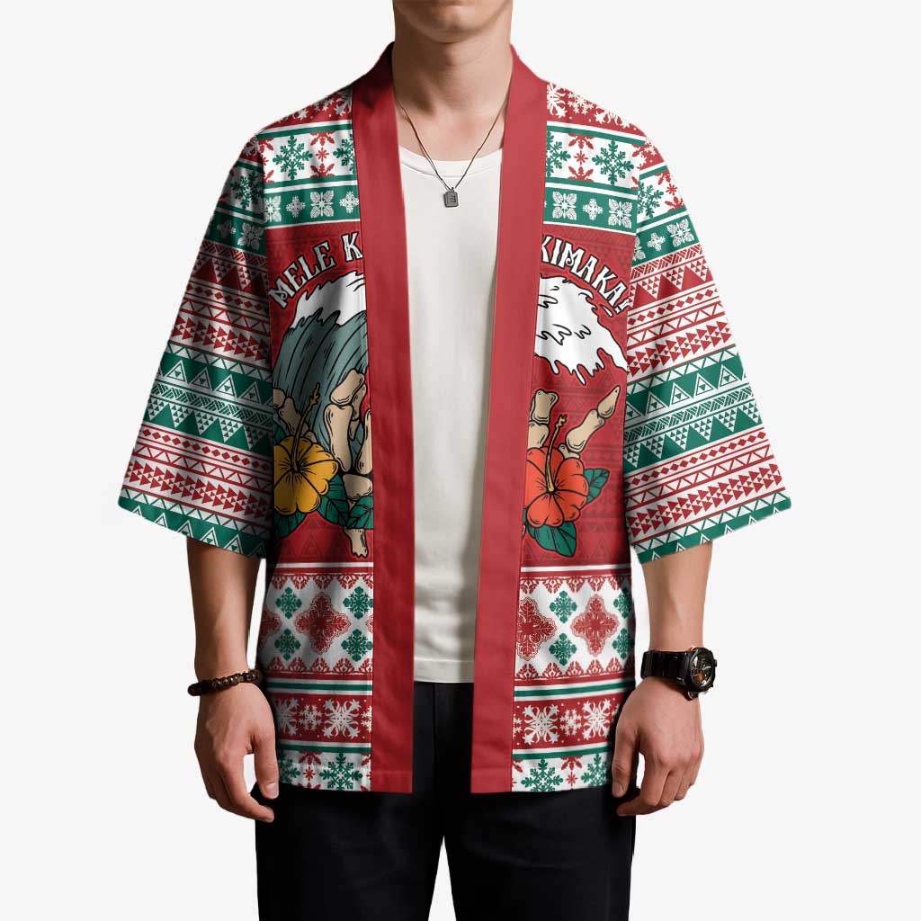 Shaka Sign Skull Mele Kalikimaka Personalized Kimono Hawaiian Quilt Pattern LT9 - Polynesian Pride