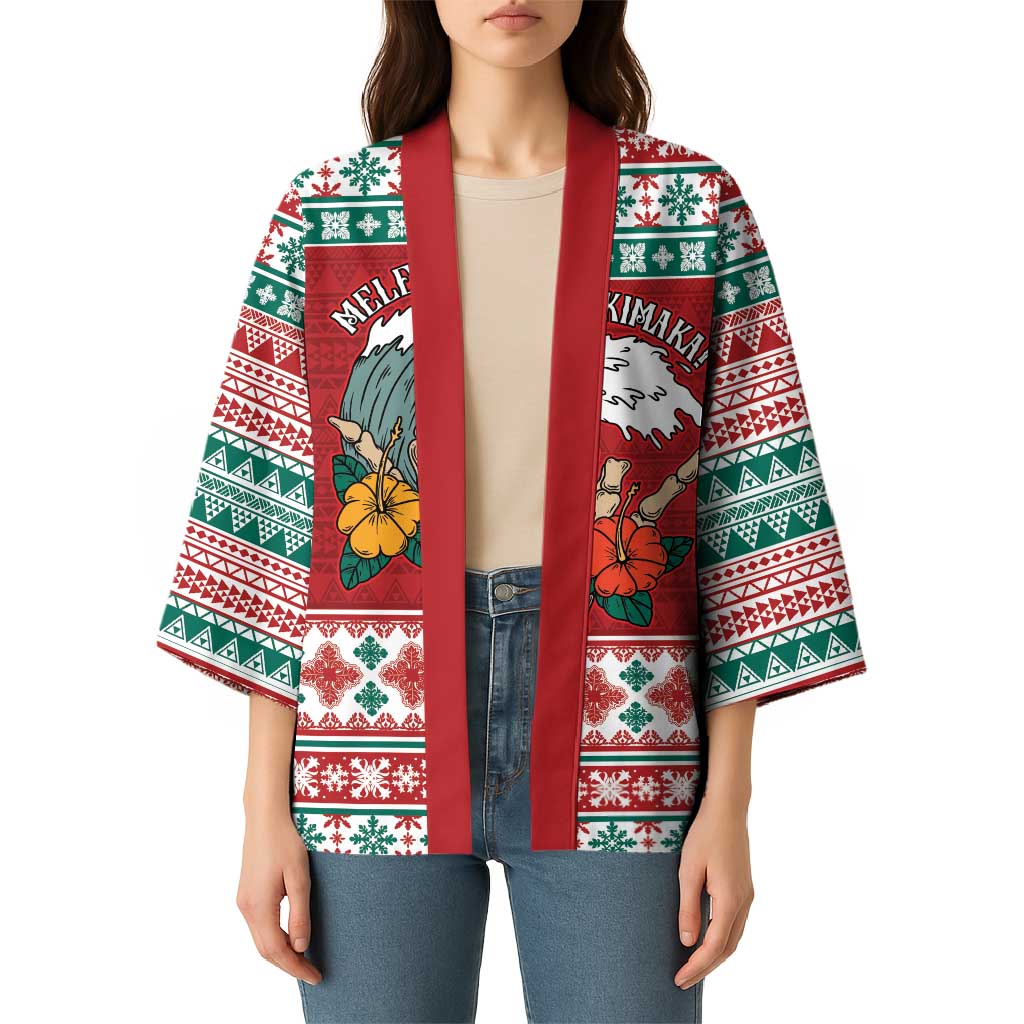 Shaka Sign Skull Mele Kalikimaka Personalized Kimono Hawaiian Quilt Pattern LT9 - Polynesian Pride