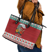 Shaka Sign Skull Mele Kalikimaka Personalized Leather Tote Bag Hawaiian Quilt Pattern LT9 - Polynesian Pride
