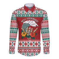 Shaka Sign Skull Mele Kalikimaka Personalized Long Sleeve Button Shirt Hawaiian Quilt Pattern LT9 Unisex Red - Polynesian Pride