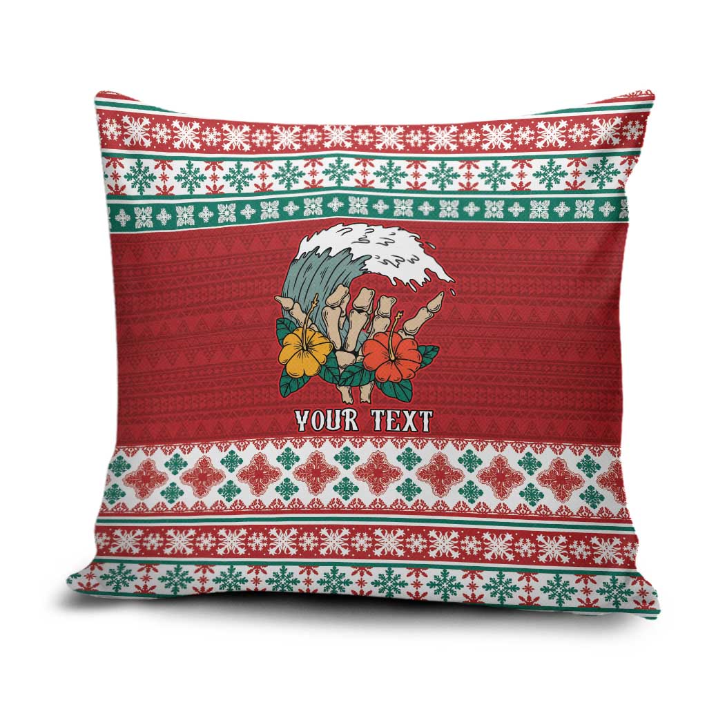 Shaka Sign Skull Mele Kalikimaka Personalized Pillow Cover Hawaiian Quilt Pattern LT9 Red - Polynesian Pride