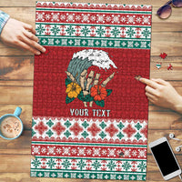 Shaka Sign Skull Mele Kalikimaka Personalized Puzzle Hawaiian Quilt Pattern LT9 Red - Polynesian Pride