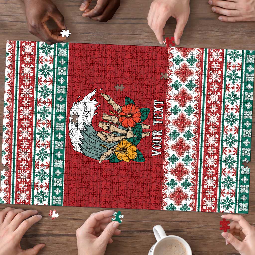 Shaka Sign Skull Mele Kalikimaka Personalized Puzzle Hawaiian Quilt Pattern LT9 - Polynesian Pride