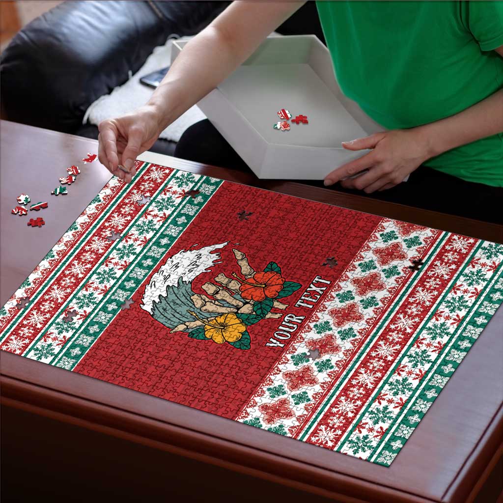 Shaka Sign Skull Mele Kalikimaka Personalized Puzzle Hawaiian Quilt Pattern LT9 - Polynesian Pride